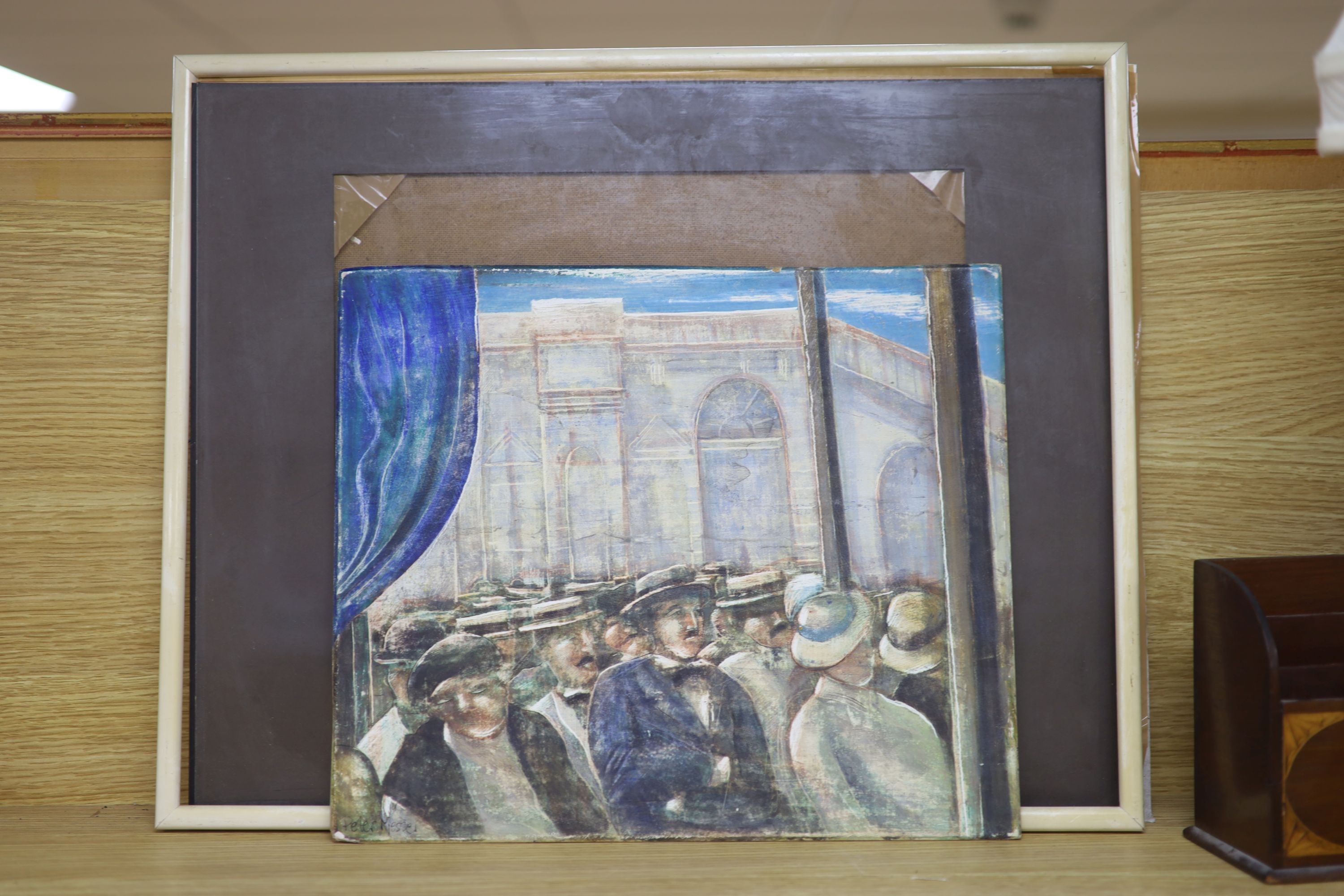 Peter Messer (1954-), egg tempera on panel, 'Wilfred Owen 1916', signed, 30 x 35.5cm
